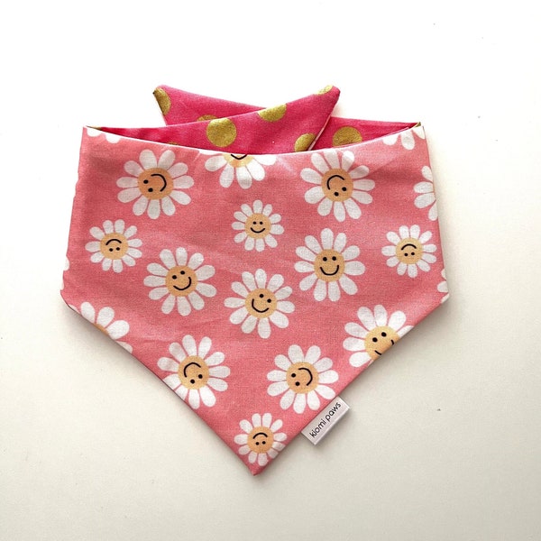 Daisy dog cat bandana, summer dog bandana, happy smiles bandana, flowers dog bandana, spring summer bandana, happy daisies dog bandana