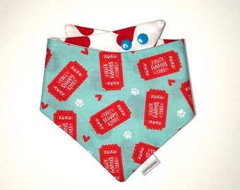 Happy Valentine's Day Dog Bandana, Valentine’s Day Bandana, Free Sloppy Kisses Dog Cat Bandana,  Valentines Day Hearts Pet Bandana