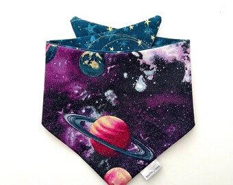 Galaxy Dog Cat Bandana, Space Dog bandana, Planets Constellations Pet Bandana, Fun Dog Bandana