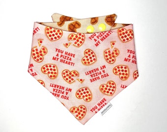 Happy Valentine's Day Dog Bandana, Valentine’s Day Bandana, Pizza Dog Cat Bandana, You have a pizza my heart, Waffle Pet Bandana