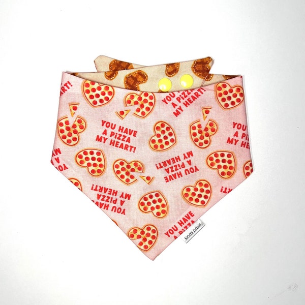 Happy Valentine's Day Dog Bandana, Valentine’s Day Bandana, Pizza Dog Cat Bandana, You have a pizza my heart, Waffle Pet Bandana