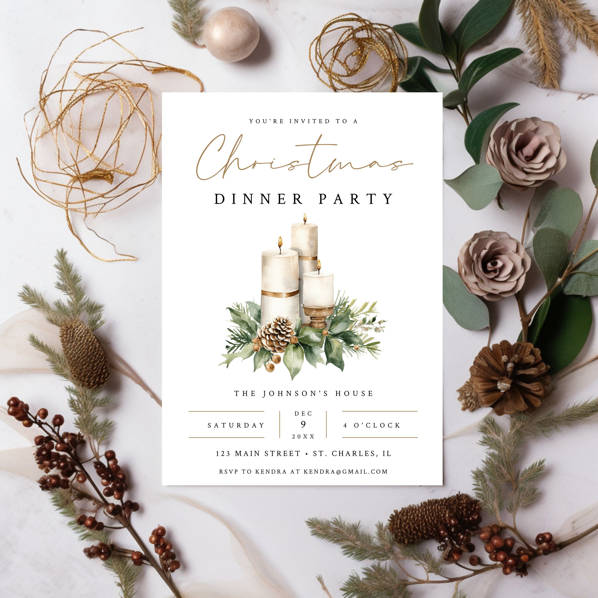 Christmas Dinner Party Invitation Invitation Template Printable