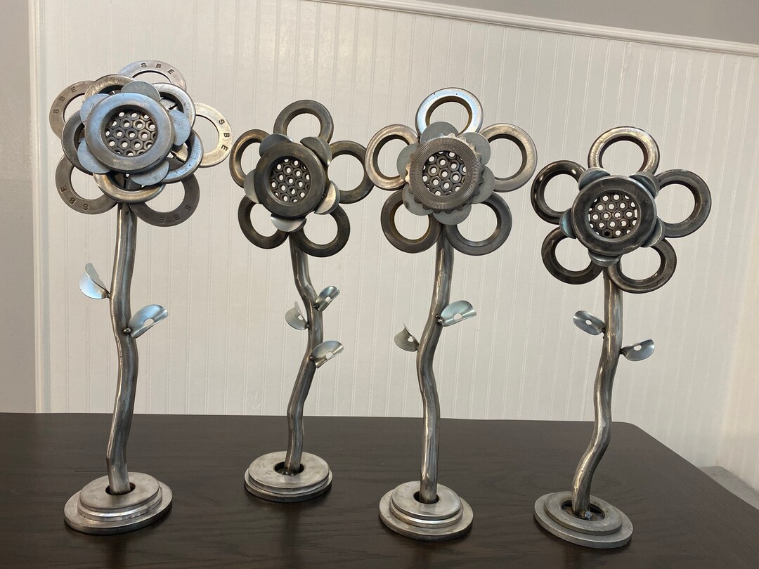 Upcycled Welded Metal Flower Art Etsy