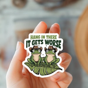 Adorable Kawaii Cowboy Frog Sticker-Trendy Sticker-Cute Western Frog Decal-Animal Sticker-Nature And Outdoor Theme Sticker-Frog Lover Decal