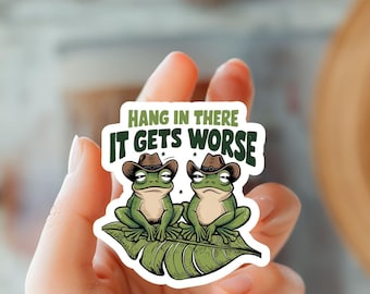 Adorable Kawaii Cowboy Frog Sticker-Trendy Sticker-Cute Western Frog Decal-Animal Sticker-Nature And Outdoor Theme Sticker-Frog Lover Decal