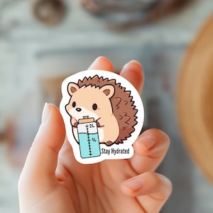 Bleiben Sie hydratisiert Igel Kawaii Aufkleber-Self Care Aufkleber-Trink Wasser Vinyl Aufkleber-Laptop Aufkleber-Wasserflasche Aufkleber-Tierliebhaber Aufkleber