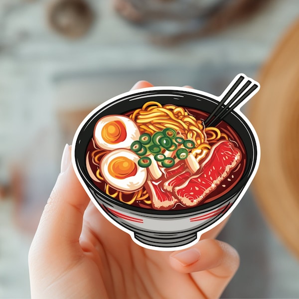 Adorable Kawaii Ramen Sticker - Japanese Food Lover's Delight-Ramen Noodle Sticker - Perfect for Laptops, Water Bottles-Trendy Sticker