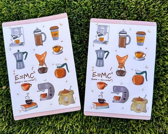 Feuille d'autocollants Coffee Shop – Stickers aquarelle pour agenda
