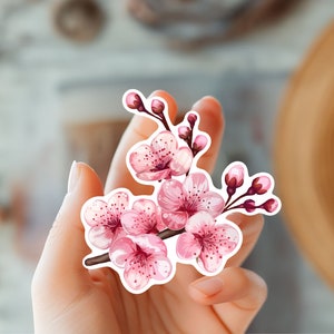Sticker fleur de cerisier - Sticker fleur de printemps - Cadeau pour maman ou fête des mères - Sticker jardin et amoureux de la nature - Sticker fleur