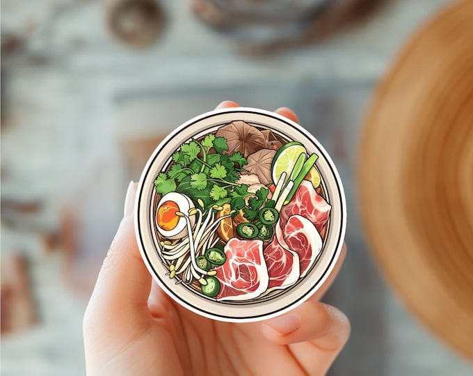 Pho Lover Sticker-Cute Vietnamese Noodle Soup Decal-Foodie Gift-Ramen And Noodle Sticker-Asian Cuisine Sticker-Vietnamese Cuisine Sticker