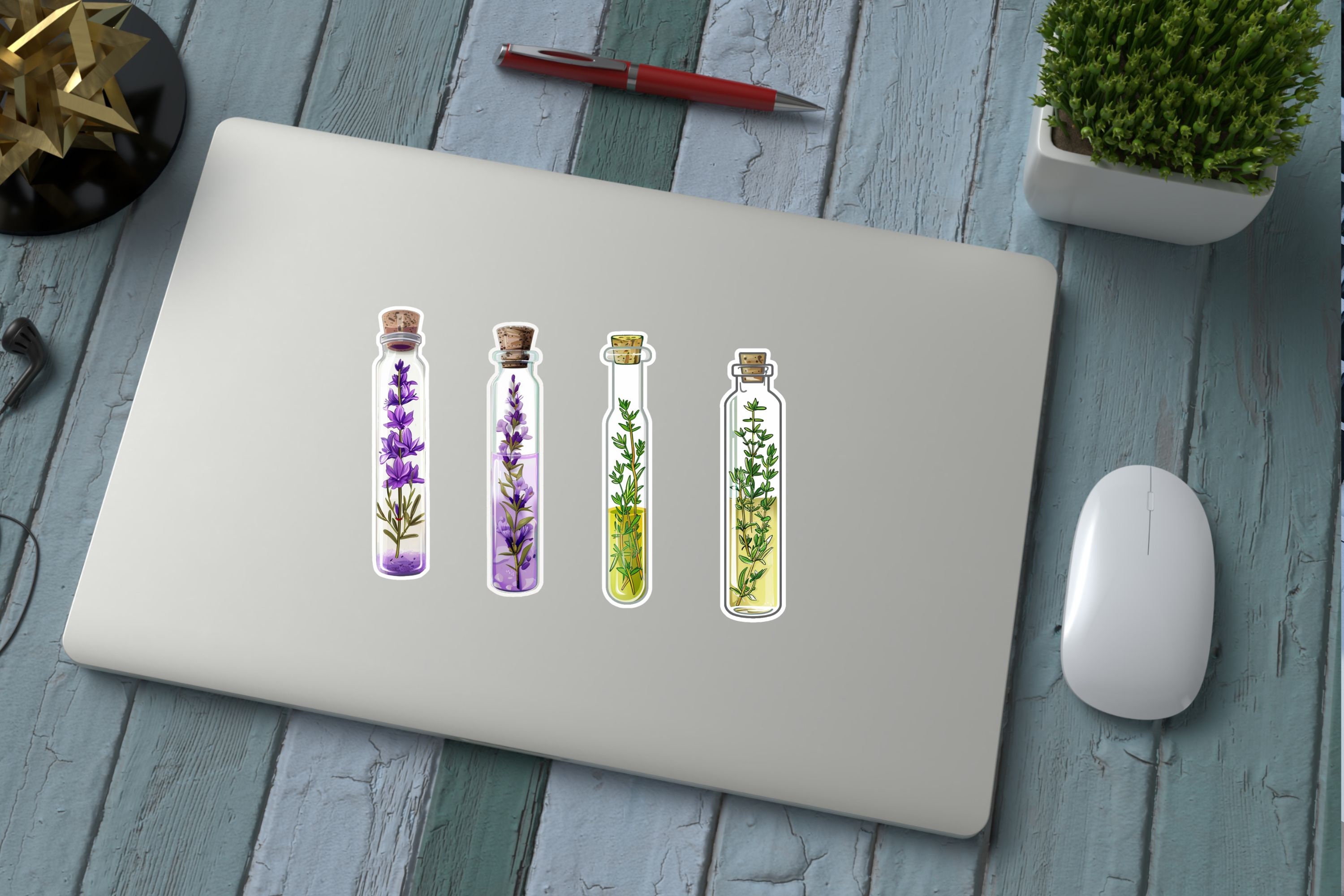 Rosemary Sticker Herbs Rosemary & Thyme Potion Sticker-glass Test Tube Decal-botanical ...