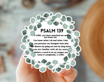 Psalm 139 Floral Wreath Sticker - Bible Verse, Waterproof