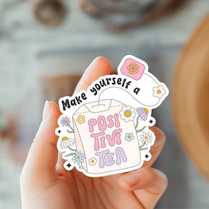 Verbreiten Sie Positivität mit PositiviTea Aufkleber Entzückender Aufkleber für Teeliebhaber-Erhöhen Sie Ihre Stimmung und Teezeit PositiviTea Aufkleber PositiveVibes