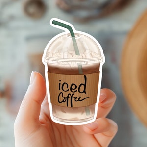 Adesivo amante del caffè, appassionati di caffeina, ossessione del caffè, vita da barista, decalcomania del tempo del caffè, vibrazioni del caffè, conversazione di caffè, decalcomania del caffè ghiacciato
