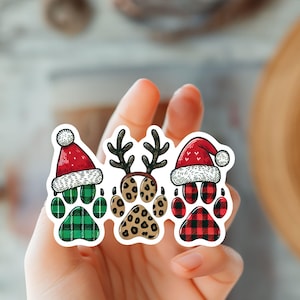 Pfotenabdrücke Weihnachtsaufkleber-Süßer Urlaub Haustier Dekor-Geschenk für Haustier Liebhaber