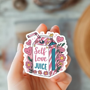 Adesivo Kawaii Self Love Juice-Adesivo adorabile con affermazione positiva-Adesivo rilassante-Adesivo per la cura di sé-Adesivo antistress-Adesivo Zen