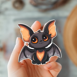 Uroczy Kawaii Nietoperz Naklejka-Naklejka Halloween-Naklejka Zwierzęca-Modna Naklejka-Naklejka Kindle-Naklejka Inspirowana Naturą-Naklejka Prezent Miłośnika Nietoperzy