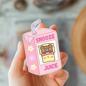 Adesivo Snooze Juice Go to Sleep - Decalque calmante e relaxante - Adesivo para ajuda no sono - Decalque para autocuidado - Adesivo para alívio do estresse - Adesivo Zen - Decalque sonhador