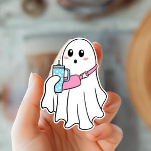 Kawaii Girl Ghost Sticker-Funny Girl Ghost Sticker-Kawaii Tumbler Decal-Cute Spooky Sticker-Ghost Lover Gift-Halloween Sticker-Boo Sticker