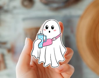 Kawaii Ghost Girl Vinyl Sticker - Funny Spooky Decal