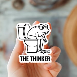 Grappige kikker toilet sticker-de denker-schattige kikker sticker-angst humor sticker-kikker minnaar cadeau-introverte sticker-schattige kikker meme sticker