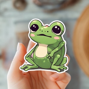 Sticker autocollant grenouille mignon kawaii - Sticker tendance - Sticker grenouille mignonne de l'ouest - Sticker animal - Sticker thème nature et extérieur - Sticker amateur de grenouille