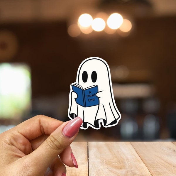 Cute Ghost Reading Sticker-Cute Halloween Sticker-Book Lover Gift-Kindle Sticker-Reading Sticker-Spooky Sticker-Library Sticker-Bookish
