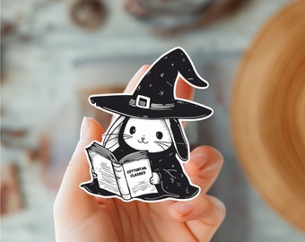 Cute Bunny Rabbit Reading  Kawaii Sticker-Animal Sticker-Trendy Sticker-Bookish Sticker-Kindle Sticker-Easter Bunny Sticker-Rabbit Decal