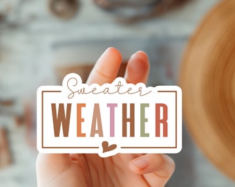 Maglione Meteo Adesivo-Autunno Accogliente Vinile Decalcomania-Carino Stagione Autunnale Adesivo-Autunno Estetico Adesivo-Autunno Citazione Adesivo-Autunno Essentials Adesivo
