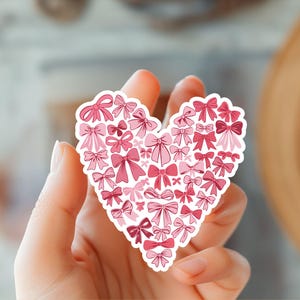 Sticker hart coquette-schattig kawaii hart ontwerp-roze esthetische sticker-romantisch cadeau sticker-roze lint sticker-schattige girly strik sticker