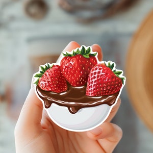 Sticker fraise trempée dans du chocolat-autocollant cadeau pour amateur de fraises-autocollant nourriture et fruits-autocollant baies-autocollant été-autocollant tendance-autocollant Kindle