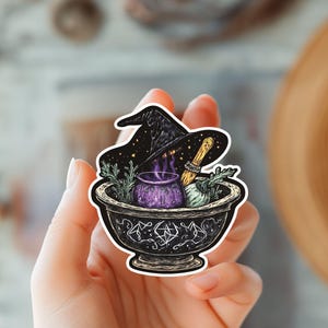 Adesivo de ritual de poção de chapéu de bruxa Adesivo de bruxaria mágica Adesivo de vida de bruxa Adesivo de infusão mágica Adesivo de lançamento de feitiço Adesivo de Halloween
