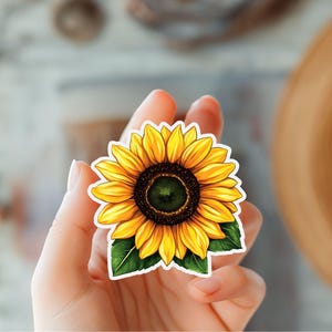 Sticker tournesol - Sticker fleurs printanières - Sticker pour maman ou fête des mères - Sticker pour amoureux du jardin et de la nature - Sticker fleur - Sticker fleur jaune