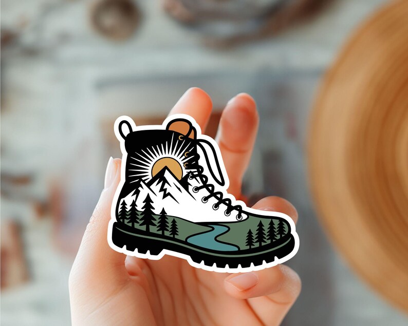 Sticker wandelen maakt me blij sticker-wandelschoenen sticker-buiten avontuur vinyl sticker-RV, natuurliefhebbers-reizen sticker-wildernis sticker Camping boot #2