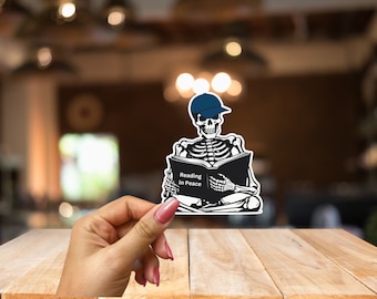 Sticker lezen skelet - leesgrage Halloween-vinylsticker