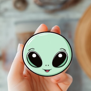 Linda pegatina alienígena OVNI-calcomanía alienígena espacial-pegatina de regalo amante alienígena-pegatinas amantes del espacio-alienígena y aventura espacial-pegatina extraña-arte ovni