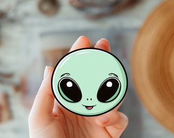 Cute UFO Alien Sticker-Space Alien  Decal-Alien Lover Gift Sticker-Space Lover Stickers-Alien And Space Adventure-Weird Sticker-UFO Art