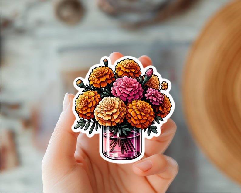 Sunflower in A Glass Vase Sticker-spring Bloom Flower Sticker-gift for ...