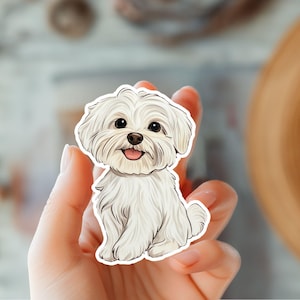 マルチーズのかわいい犬ステッカー - ビニールステッカー - ノートパソコンステッカー - ウォーターボトルステッカー - 携帯電話ケースステッカー - 子犬のペットロス追悼ギフト - 犬好き