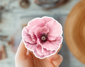 Pink Poppy Flower Sticker - Botanical Garden Art Decal