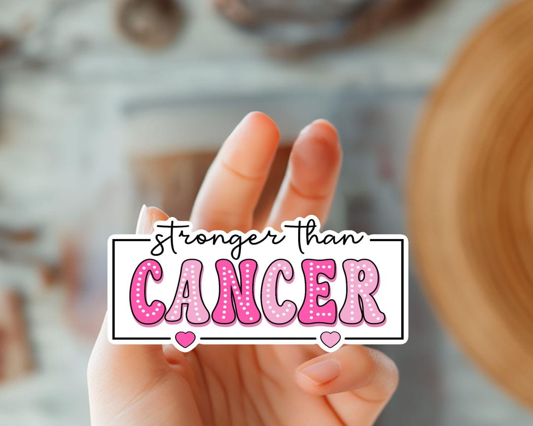 Cancer Strong Sticker Stronger Than Cancer Sticker-pink Heart Breast Cancer Awareness-october ...