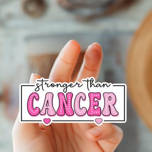 Stärker als Krebs Aufkleber-Pink Herz Brustkrebs Bewusstsein-Oktober Unterstützung & Inspiration Dekor-Positive Affirmation Aufkleber