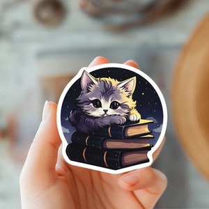 Schattige kat boek minnaar sticker-kat moeder sticker-dier en huisdier minnaar sticker-huisdier Memorial sticker-kat minnaar cadeau-boekenachtig sticker-boekenclub