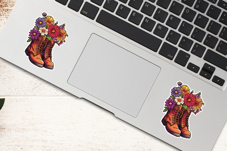 Floral Hiking Boots-wildflowers Sticker-flower Decal-combat Boots ...