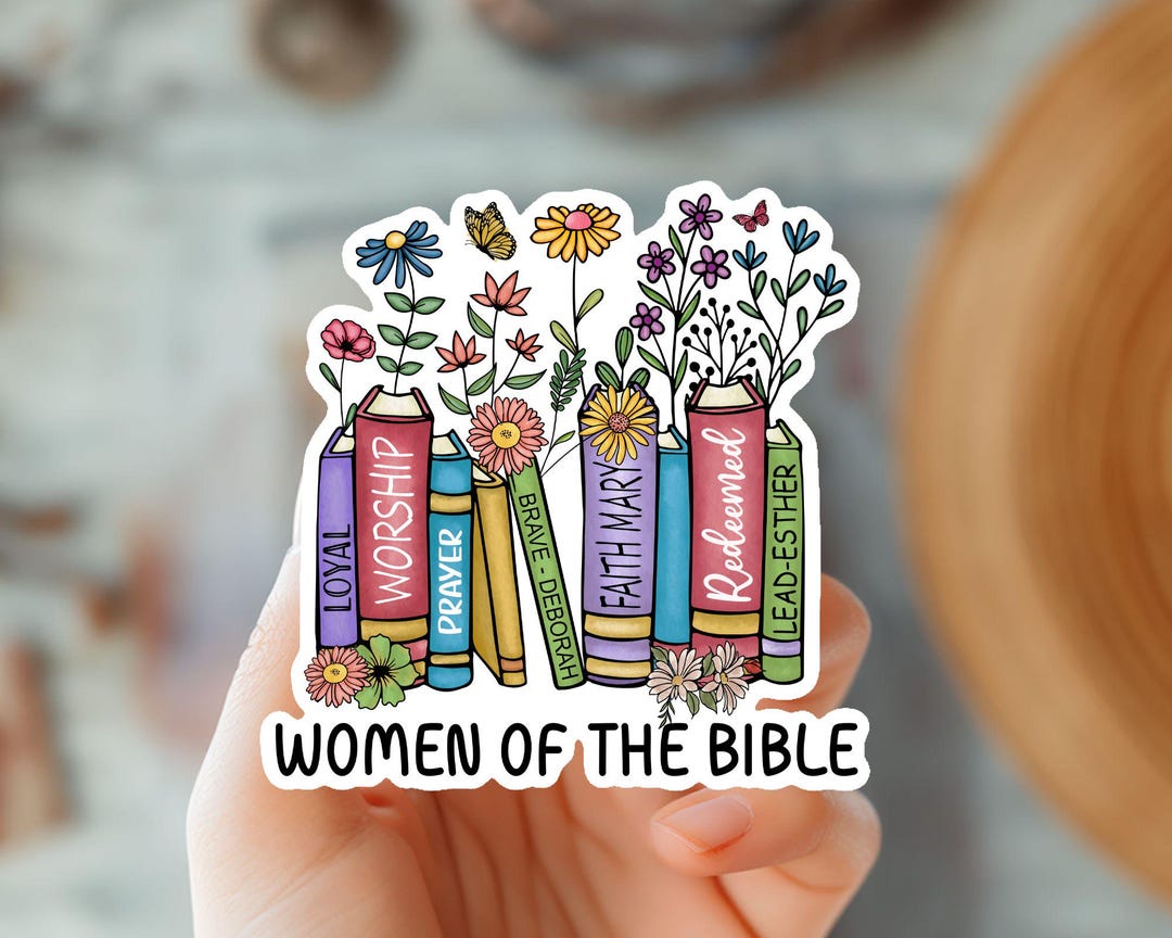 Women of the Bible Sticker, Floral Bookshelf Design - Etsy