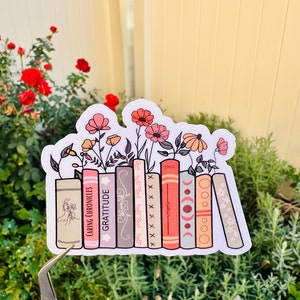 Books and Flowers Sticker-stacked of Books-bookish and Bookworm Sticker ...