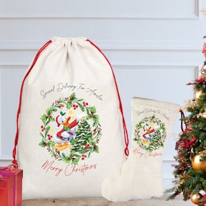 Personalisierter Donald Duck Weihnachtssack / -strumpf, Weihnachtsmann-Sack, Heiligabend, Heiligabend-Box, erstes Weihnachtsgeschenk, Mickey & Friends