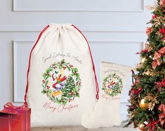 Personalised Donald Duck Christmas Sack / Stocking, Santa Sack, Christmas Eve, Christmas Eve Box, First Christmas Gift, Mickey & Friends