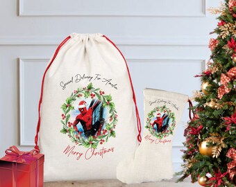 Personalised Spider-Man Christmas Sack / Stocking, Santa Sack, Christmas Eve, Christmas Eve Box, First Christmas Gift, Marvel, Superhero