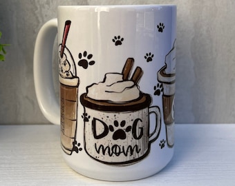 Dog Mom 15oz Coffee Mug, Dog Mom Cup, Coffee Lover Gift